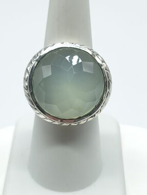 Sterling Silver Green Aquamarine Statement Ring Size 8
